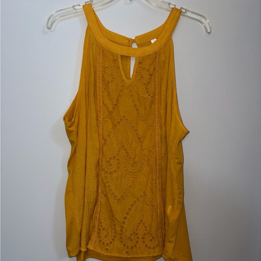 PerSeption Concept Mustard Eyelet Halter Tank